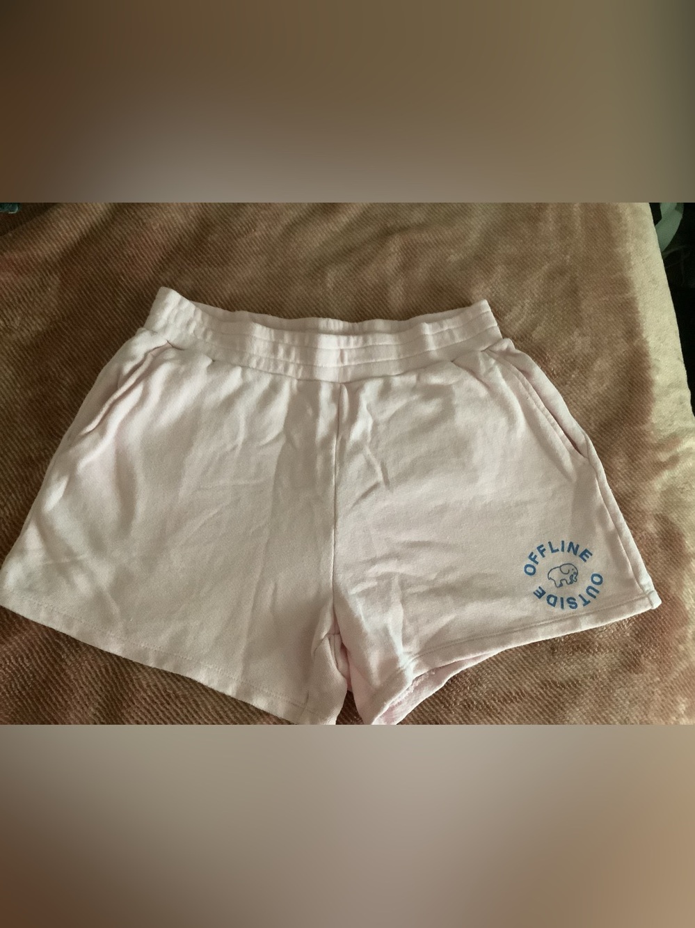 ivory ella Light Pink Athletic Shorts with Blue Logo